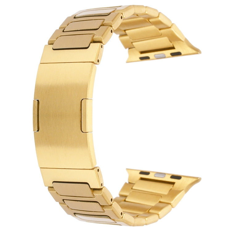 For Apple Watch Series 5 44mm Stainless Steel H-Shaped Fold Buckle Watch Band(Gold) - Watch Bands by PMC TechLife | Online Shopping South Africa | PMC TechLife | Buy Now Pay Later Mobicred