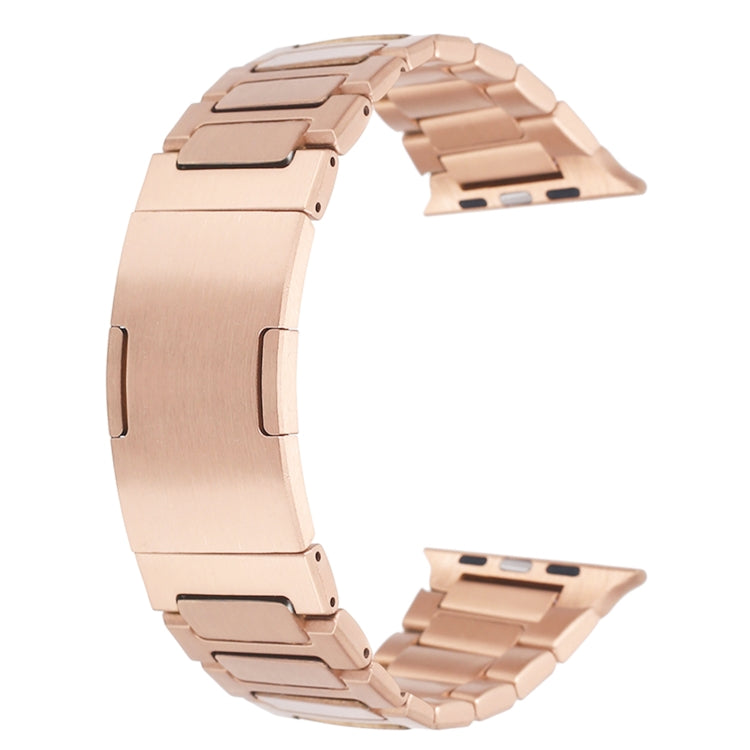 For Apple Watch Series 4 40mm Stainless Steel H-Shaped Fold Buckle Watch Band(Rose Gold) - Watch Bands by PMC TechLife | Online Shopping South Africa | PMC TechLife | Buy Now Pay Later Mobicred