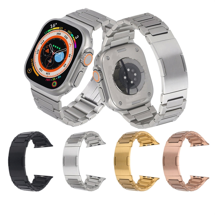 For Apple Watch SE 2023 44mm Stainless Steel H-Shaped Fold Buckle Watch Band(Gold) - Watch Bands by PMC TechLife | Online Shopping South Africa | PMC TechLife | Buy Now Pay Later Mobicred