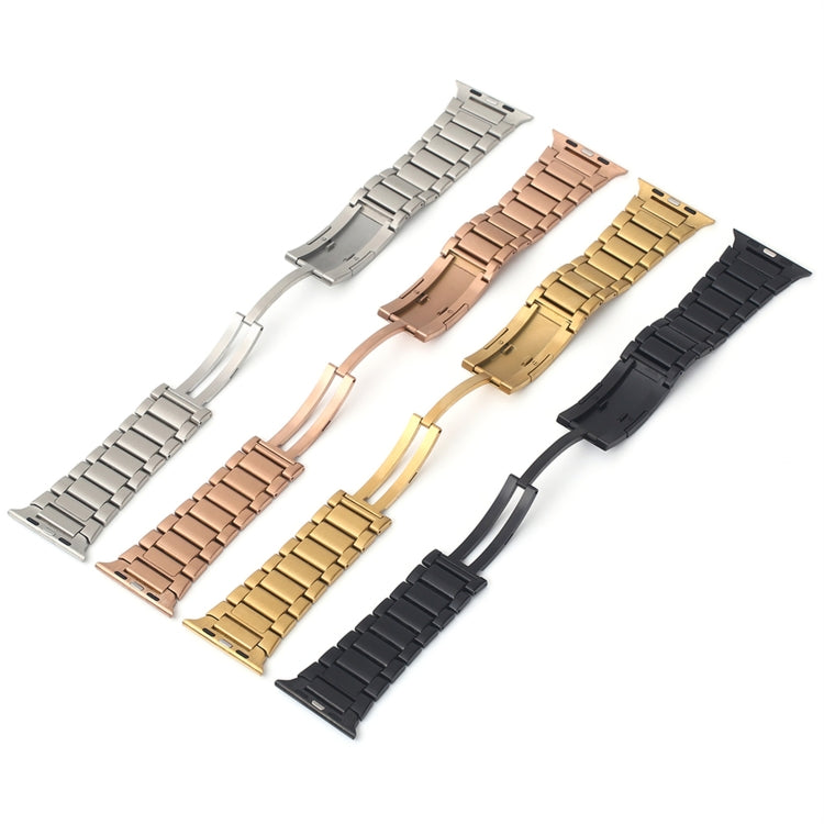 For Apple Watch Series 5 44mm Stainless Steel H-Shaped Fold Buckle Watch Band(Gold) - Watch Bands by PMC TechLife | Online Shopping South Africa | PMC TechLife | Buy Now Pay Later Mobicred