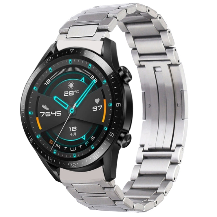 For Huawei Watch GT2 46mm / Watch GT H-Shaped Folding Buckle Stainless Steel Metal Watch Band(Silver) - Watch Bands by PMc TechLife | Online Shopping South Africa | PMc TechLife | Buy Now Pay Later Mobicred