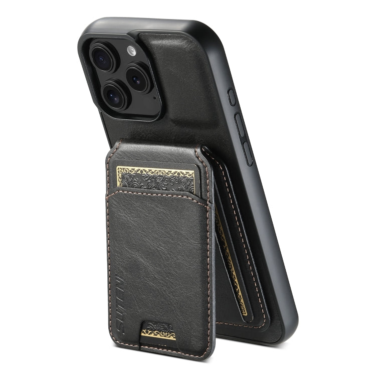For iPhone 16 Pro Max Suteni H02 Leather Wallet Stand Back Phone Case(Black) - free shipping - PMC Jewellery - Order now!