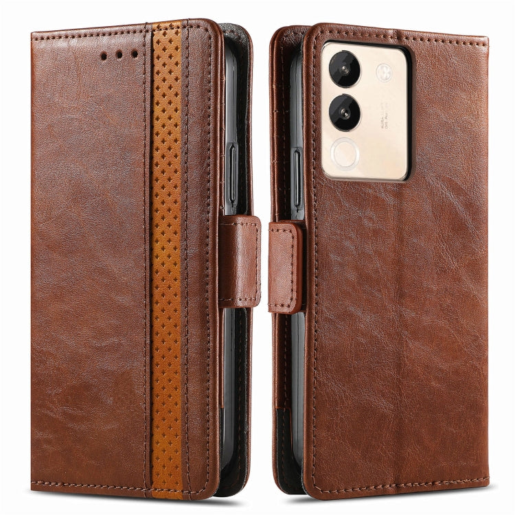 For vivo X100 CaseNeo Splicing Dual Magnetic Buckle Leather Phone Case(Brown) - vivo Cases by PMC Jewellery | Online Shopping South Africa | PMC Jewellery | Buy Now Pay Later Mobicred