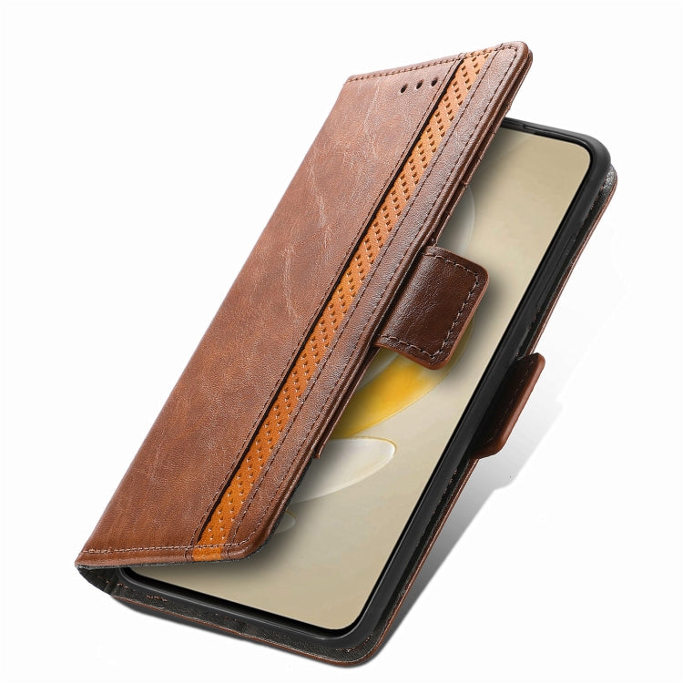 For vivo X100 Pro CaseNeo Splicing Dual Magnetic Buckle Leather Phone Case(Brown) - vivo Cases by PMC Jewellery | Online Shopping South Africa | PMC Jewellery | Buy Now Pay Later Mobicred