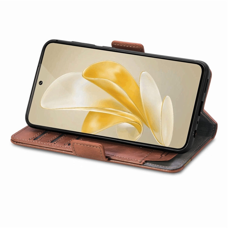 For vivo X100 Pro CaseNeo Splicing Dual Magnetic Buckle Leather Phone Case(Brown) - vivo Cases by PMC Jewellery | Online Shopping South Africa | PMC Jewellery | Buy Now Pay Later Mobicred