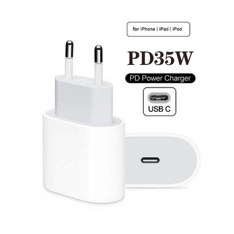 PD35W USB-C / Type-C Port Charger with 1m Type-C to Type-C Data Cable, EU Plug - USB Charger by PMC TechLife | Online Shopping South Africa | PMC TechLife