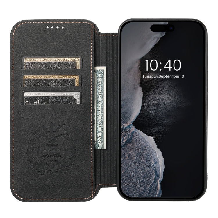 For iPhone 15 Plus Suteni J06 Retro Matte Litchi Texture Leather MagSafe Phone Case(Black) - free shipping - PMC Jewellery - Order now!