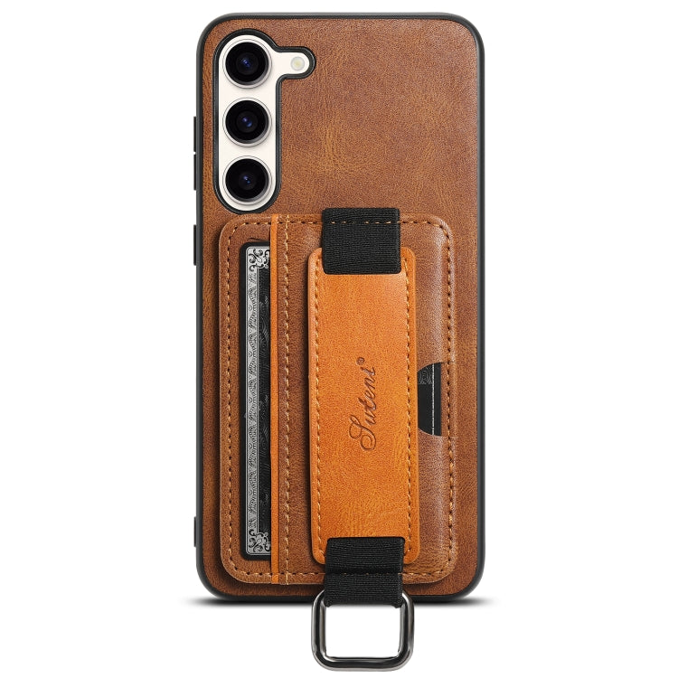 For Samsung Galaxy S24  5G Suteni H13 Card Wallet Wrist Strap Holder PU Phone Case(Brown) - free shipping - PMC Jewellery - Order now!