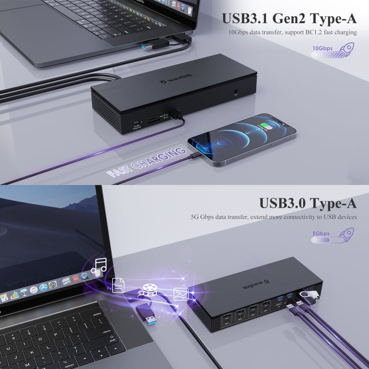 WAVLINK UG69PD10 1 to 4 Screens 4K/5K AV Transfer USB-C to HD Type-C Docking Station Hub, Plug:UK Plug - free shipping - PMc TechLife - Order now!