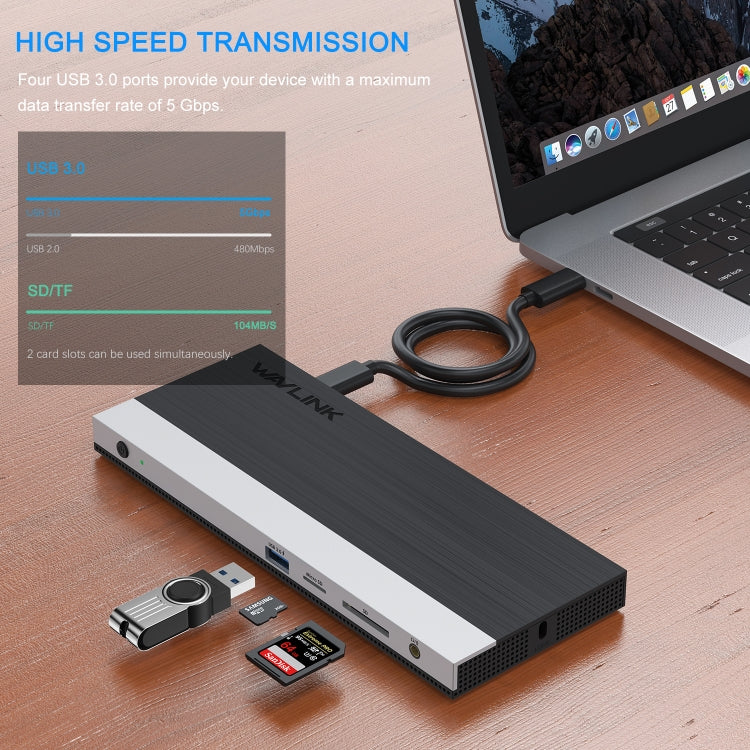 WAVLINK WL-UMD01 USB3.0 Splitter Docking Station Gigabit Ethernet / DP / HD Cable Converter(AU Plug) - free shipping - PMC Jewellery - Order now!