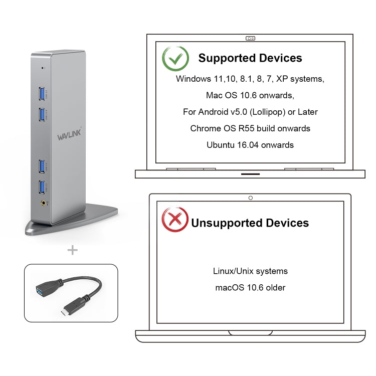 WAVLINK WL-UG39DK7 USB3.0 Hub Adapter Multi-Screen Graphics Card Universal Docking Station, Plug:US Plug - free shipping - PMC Jewellery - Order now!
