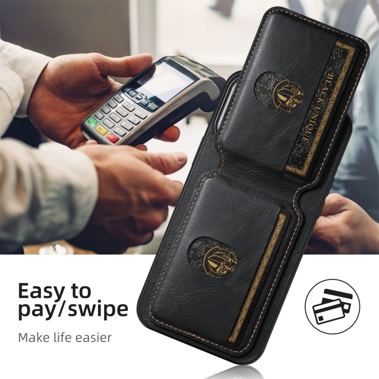 For iPhone 16 Plus Suteni H03 Oil Wax Leather Wallet Stand Back Phone Case(Black) - free shipping - PMC Jewellery - Order now!
