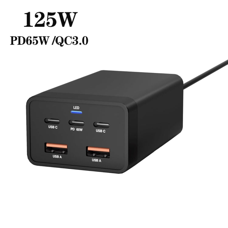 GAN 125W PD65W Dual Type-C + QC3.0 USB Multi Compatible Notebook Adapter EU Plug - Cable & Adapter by PMC Jewellery | Online Shopping South Africa | PMC Jewellery | Buy Now Pay Later Mobicred