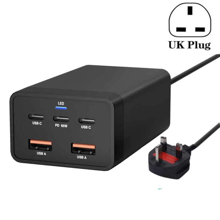 GAN 125W PD65W Dual Type-C + QC3.0 USB Multi Compatible Notebook Adapter UK Plug - Cable & Adapter by PMC Jewellery | Online Shopping South Africa | PMC Jewellery | Buy Now Pay Later Mobicred
