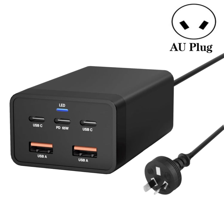 GAN 125W PD65W Dual Type-C + QC3.0 USB Multi Compatible Notebook Adapter AU Plug - Cable & Adapter by PMC Jewellery | Online Shopping South Africa | PMC Jewellery | Buy Now Pay Later Mobicred