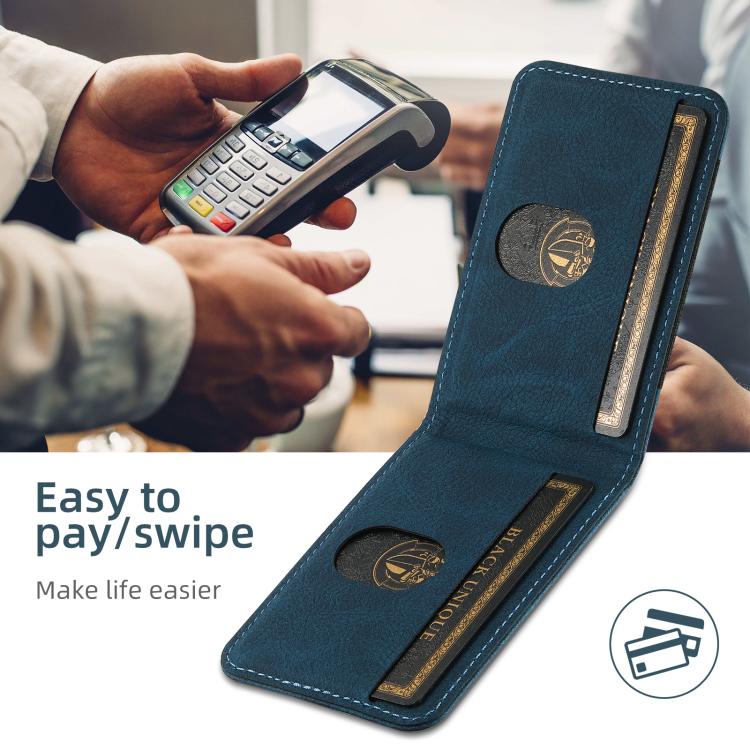 For iPhone 16e Suteni H17 Litchi Texture Leather MagSafe Detachable Wallet Phone Case(Blue) - free shipping - PMC TechLife - Order now!