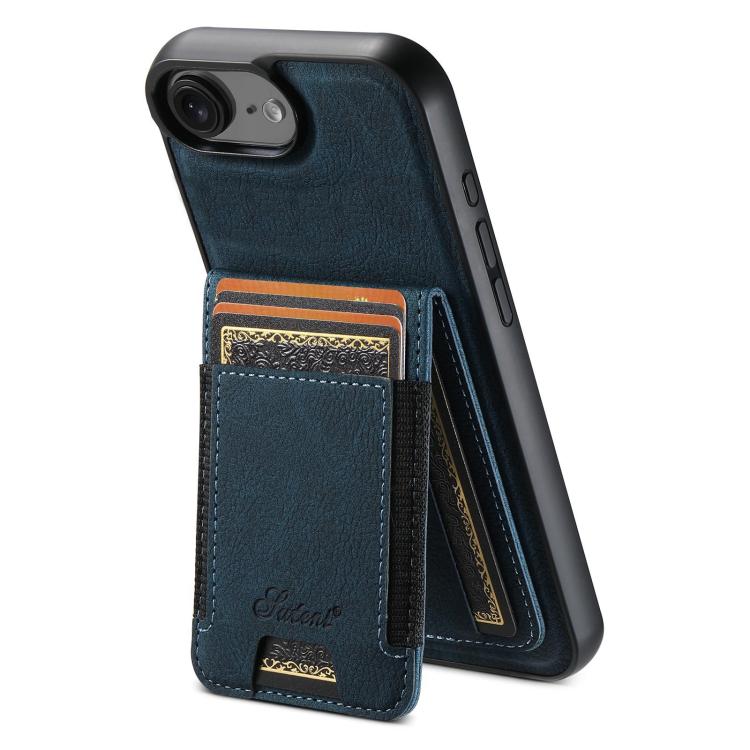 For iPhone 16e Suteni H17 Litchi Texture Leather MagSafe Detachable Wallet Phone Case(Blue) - free shipping - PMC TechLife - Order now!