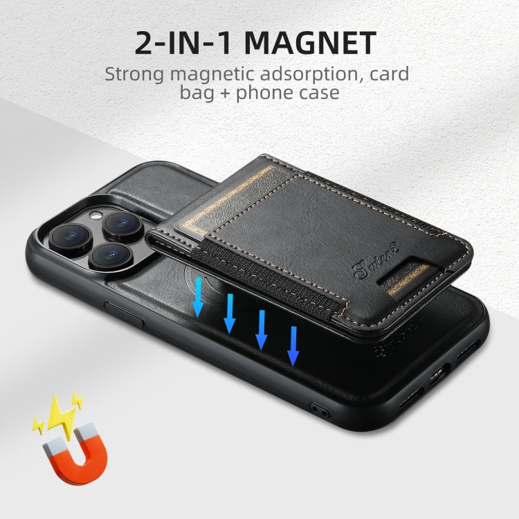 For iPhone 16 Plus Suteni H17 Oil Eax Leather MagSafe Detachable Wallet Phone Case(Black) - free shipping - PMC Jewellery - Order now!
