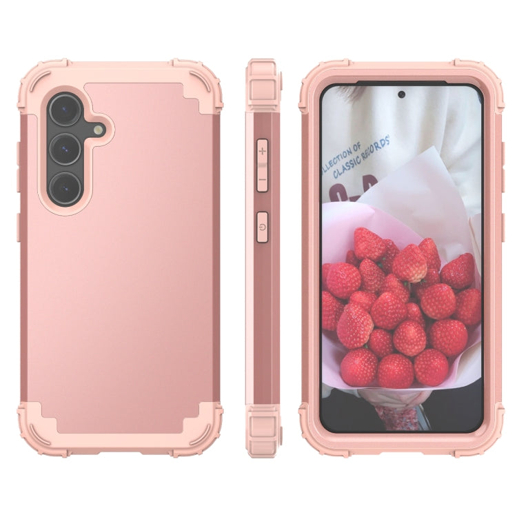 For Samsung Galaxy S24 5G 3 in 1 Silicone Hybrid PC Shockproof Phone Case(Rose Gold) - Galaxy S24 5G Cases by PMC TechLife | Online Shopping South Africa | PMC TechLife