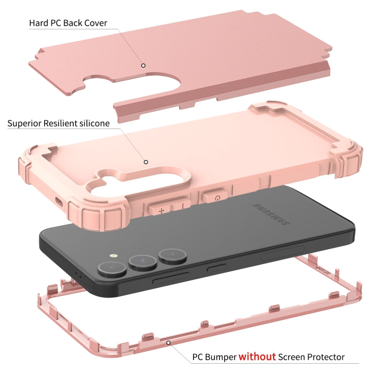 For Samsung Galaxy S24 5G 3 in 1 Silicone Hybrid PC Shockproof Phone Case(Rose Gold) - Galaxy S24 5G Cases by PMC TechLife | Online Shopping South Africa | PMC TechLife