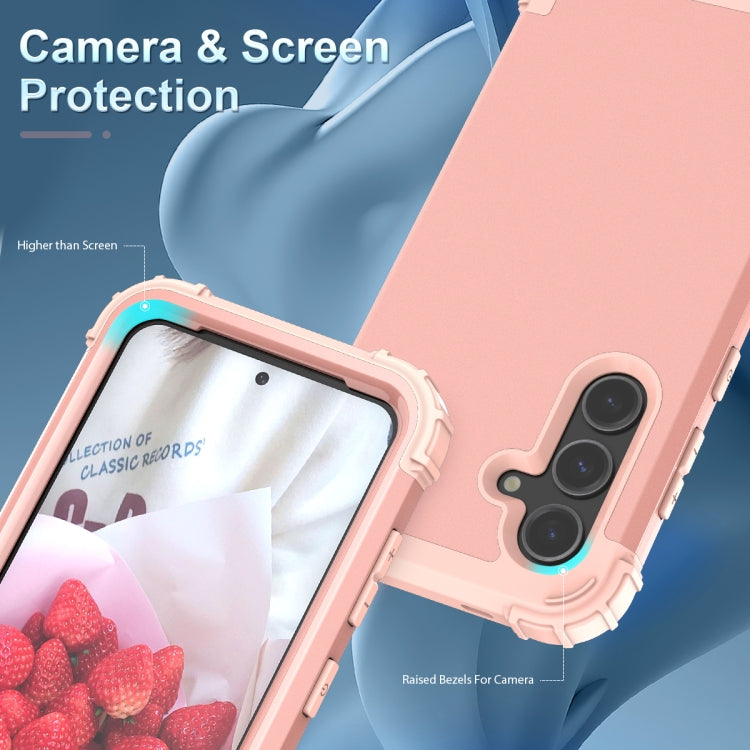 For Samsung Galaxy S24 5G 3 in 1 Silicone Hybrid PC Shockproof Phone Case(Rose Gold) - Galaxy S24 5G Cases by PMC TechLife | Online Shopping South Africa | PMC TechLife