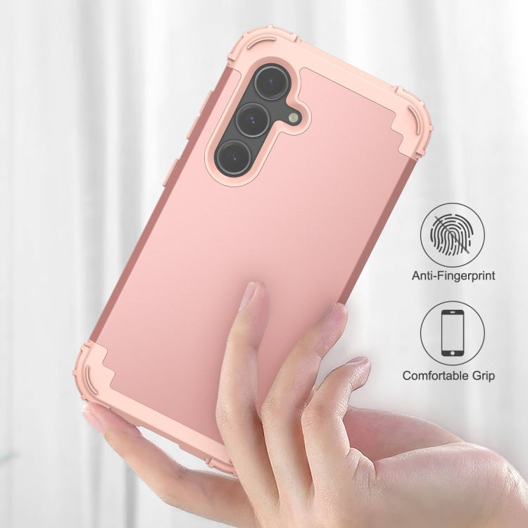 For Samsung Galaxy S24 5G 3 in 1 Silicone Hybrid PC Shockproof Phone Case(Rose Gold) - Galaxy S24 5G Cases by PMC TechLife | Online Shopping South Africa | PMC TechLife