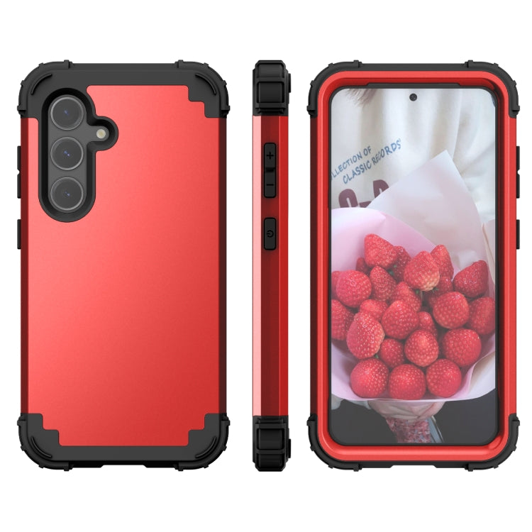 For Samsung Galaxy S24 5G 3 in 1 Silicone Hybrid PC Shockproof Phone Case(Red) - free shipping - PMC TechLife - Order now!