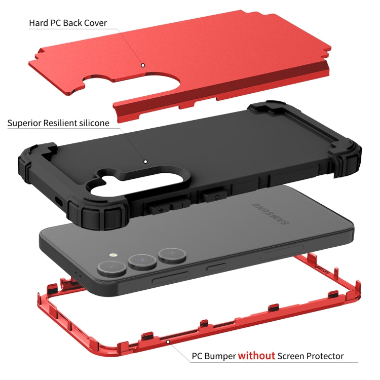 For Samsung Galaxy S24+ 5G 3 in 1 Silicone Hybrid PC Shockproof Phone Case(Red) - free shipping - PMC TechLife - Order now!