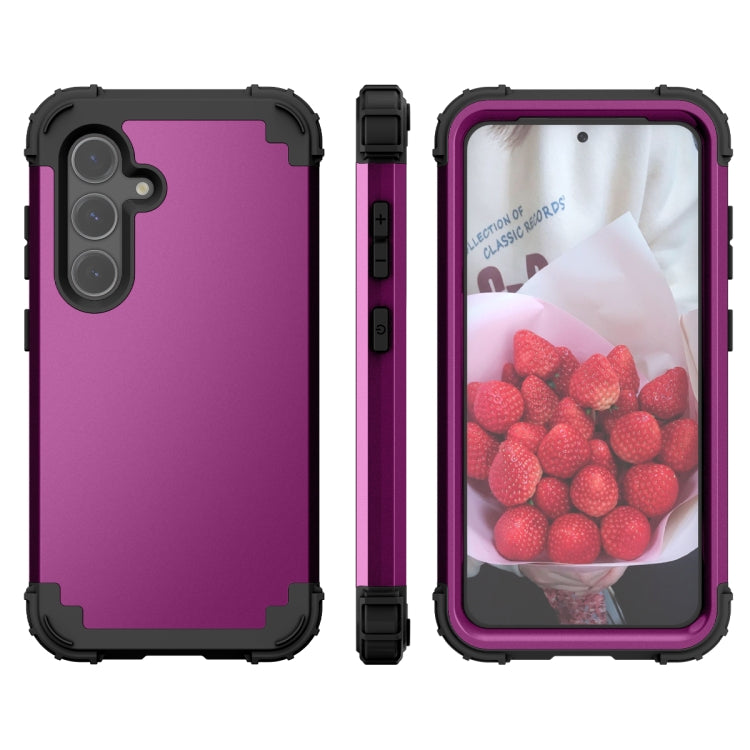 For Samsung Galaxy S24+ 5G 3 in 1 Silicone Hybrid PC Shockproof Phone Case(Dark Purple) - free shipping - PMC TechLife - Order now!