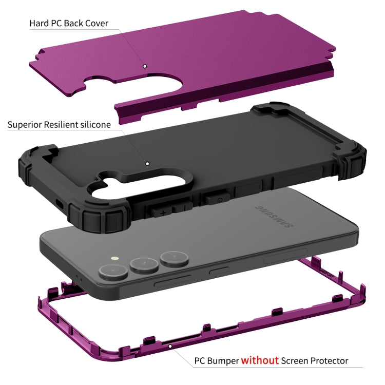 For Samsung Galaxy S24+ 5G 3 in 1 Silicone Hybrid PC Shockproof Phone Case(Dark Purple) - free shipping - PMC TechLife - Order now!