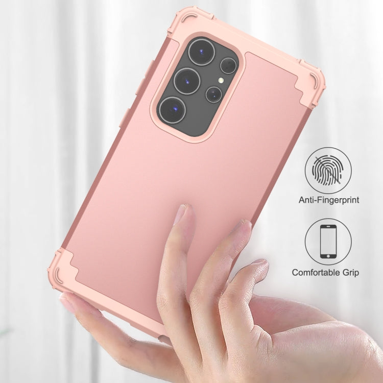 For Samsung Galaxy S24 Ultra 5G 3 in 1 Silicone Hybrid PC Shockproof Phone Case(Rose Gold) - free shipping - PMC TechLife - Order now!