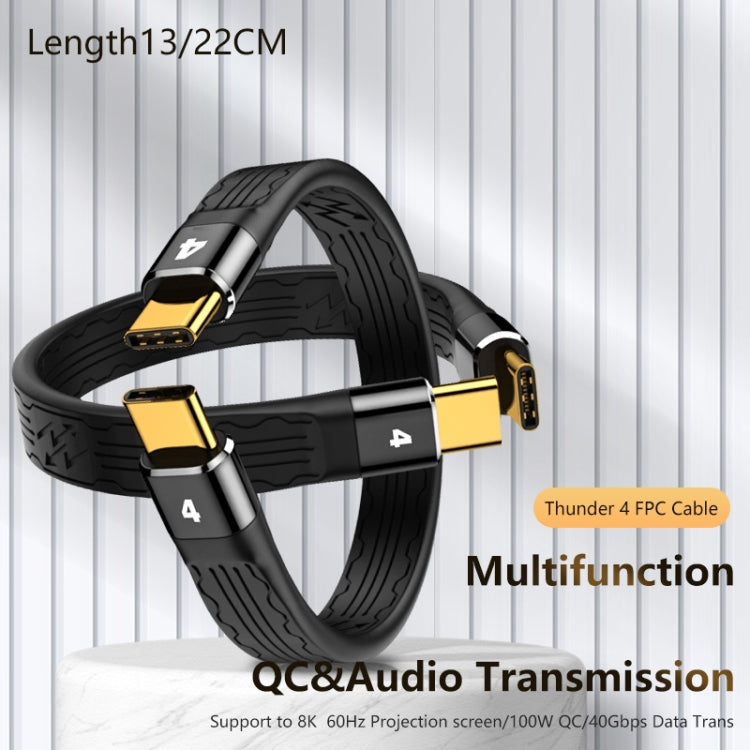 22cm Thunderbolt 4 USB-C / Type-C Male to Male PD 100W Charge FPC Data Cable - USB-C & Type-C Cable by PMC TechLife | Online Shopping South Africa | PMC TechLife | Buy Now Pay Later Mobicred