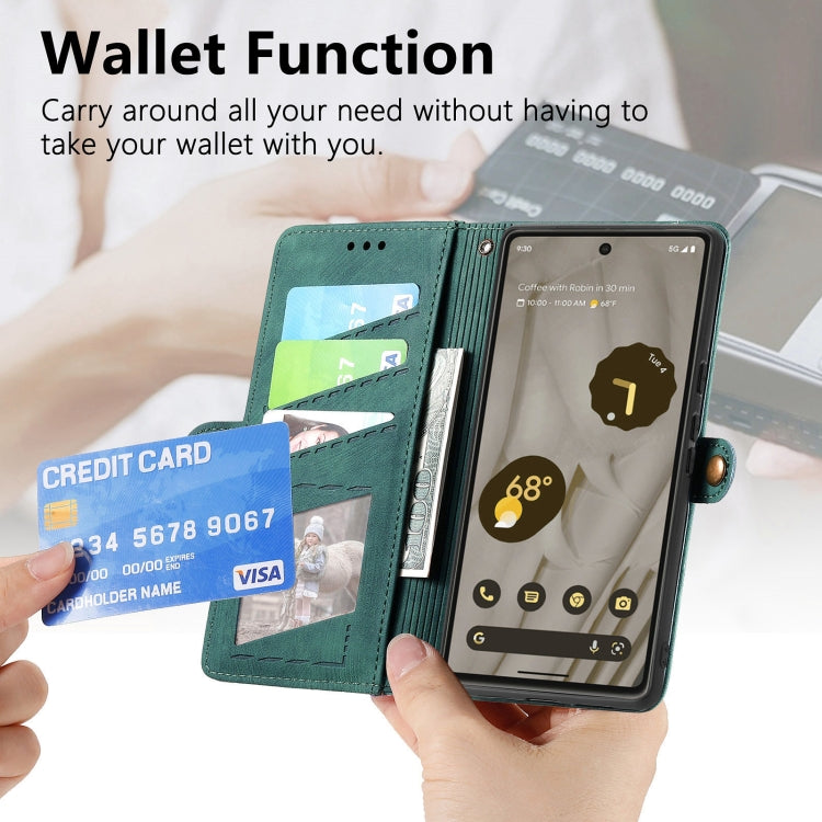 For Google Pixel 9 Geometric Zipper Wallet Side Buckle Leather Phone Case(Brown) - Google Cases by PMC TechLife | Online Shopping South Africa | PMC TechLife | Buy Now Pay Later Mobicred