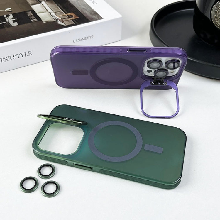 For iPhone 15 Pro MagSafe Lens Holder PC Hybrid TPU Phone Case(Green) - iPhone 15 Pro Cases by PMC TechLife | Online Shopping South Africa | PMC TechLife