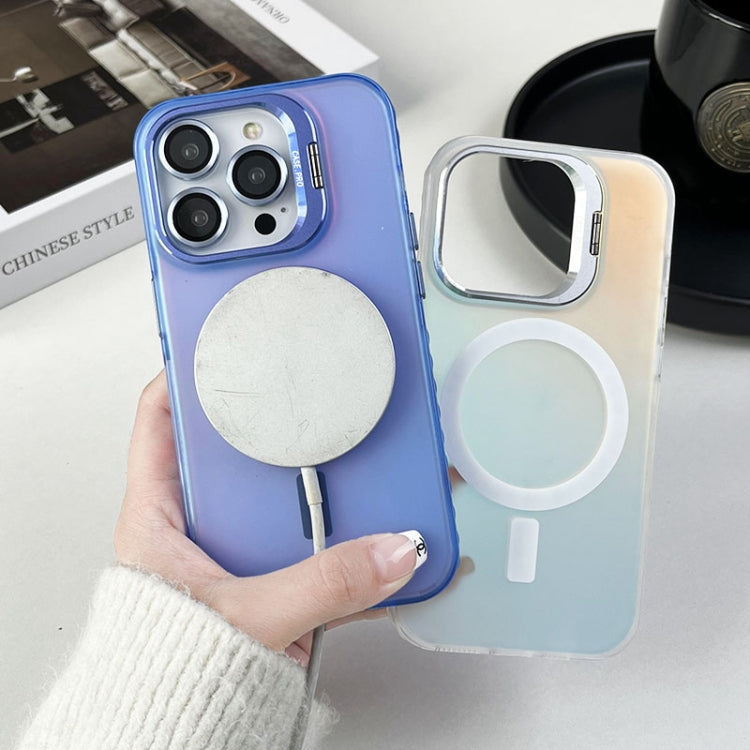 For iPhone 15 Pro Max MagSafe Lens Holder PC Hybrid TPU Phone Case(Blue) - iPhone 15 Pro Max Cases by PMC TechLife | Online Shopping South Africa | PMC TechLife