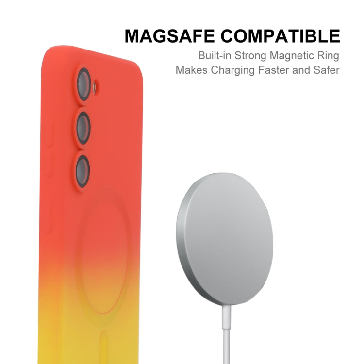 For Samsung Galaxy S23+ 5G ENKAY Hat-Prince MagSafe Rainbow Gradient Silicone Phone Case with Lens Film(Purple Blue) - Galaxy S23+ 5G Cases by ENKAY | Online Shopping South Africa | PMC TechLife | Buy Now Pay Later Mobicred