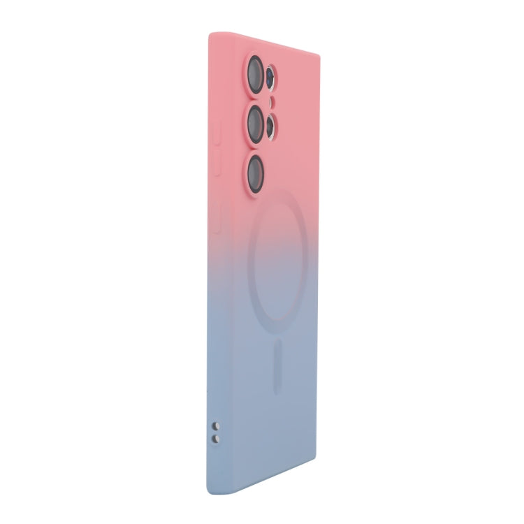 For Samsung Galaxy S23 Ultra 5G ENKAY Hat-Prince MagSafe Rainbow Gradient Silicone Phone Case with Lens Film(Pink Blue) - Galaxy S23 Ultra 5G Cases by ENKAY | Online Shopping South Africa | PMC TechLife | Buy Now Pay Later Mobicred