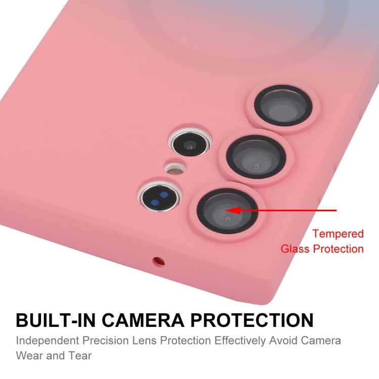 For Samsung Galaxy S23 Ultra 5G ENKAY Hat-Prince MagSafe Rainbow Gradient Silicone Phone Case with Lens Film(Pink Blue) - Galaxy S23 Ultra 5G Cases by ENKAY | Online Shopping South Africa | PMC TechLife | Buy Now Pay Later Mobicred