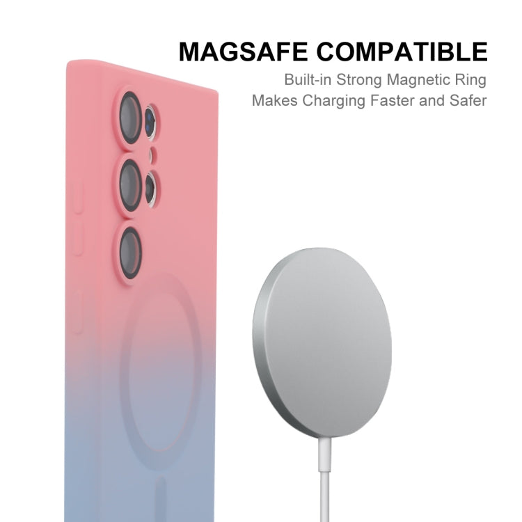For Samsung Galaxy S23 Ultra 5G ENKAY Hat-Prince MagSafe Rainbow Gradient Silicone Phone Case with Lens Film(Pink Rose) - Galaxy S23 Ultra 5G Cases by ENKAY | Online Shopping South Africa | PMC TechLife | Buy Now Pay Later Mobicred
