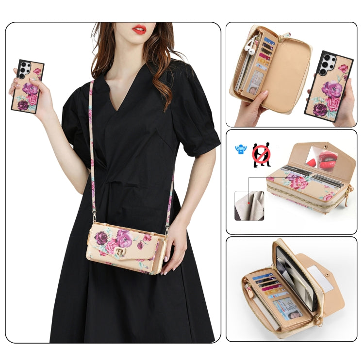 For Samsung Galaxy S24 5G Flower Multi-functional Crossbody Zipper Wallet Leather Phone Case(Yellow) - Galaxy S24 5G Cases by PMC Jewellery | Online Shopping South Africa | PMC Jewellery | Buy Now Pay Later Mobicred