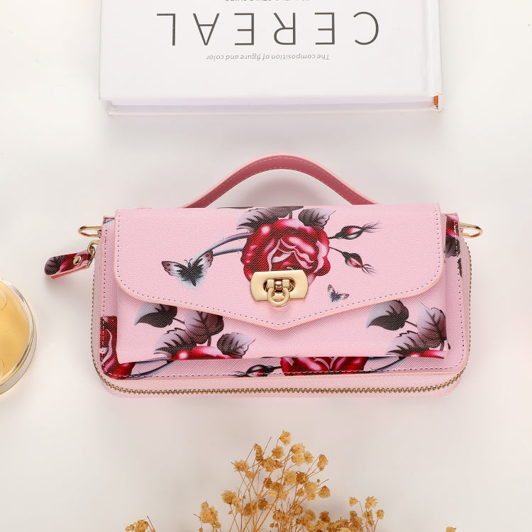 For Samsung Galaxy S24+ 5G Flower Multi-functional Crossbody Zipper Wallet Leather Phone Case(Pink) - Galaxy S24+ 5G Cases by PMC Jewellery | Online Shopping South Africa | PMC Jewellery | Buy Now Pay Later Mobicred