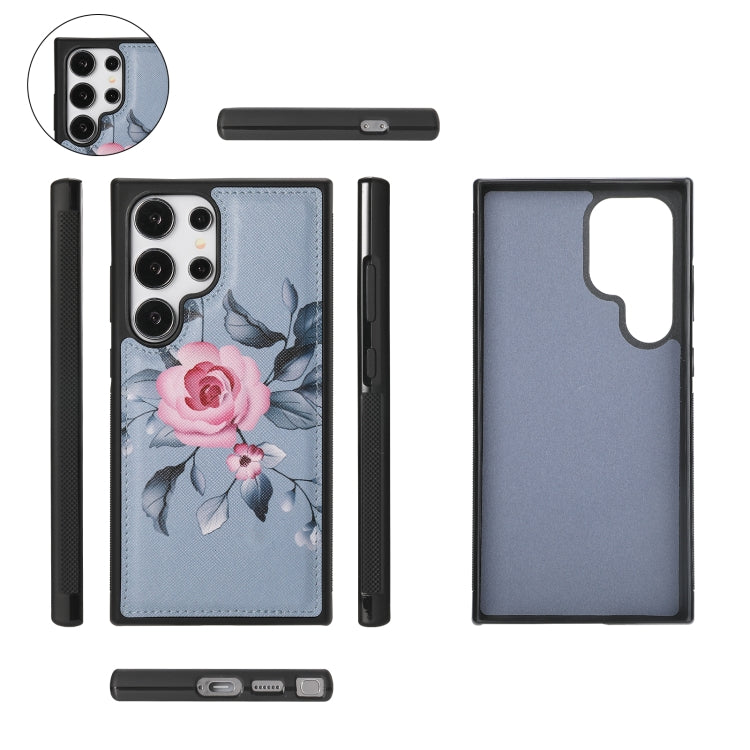 For Samsung Galaxy S24+ 5G Flower Multi-functional Crossbody Zipper Wallet Leather Phone Case(Blue) - Galaxy S24+ 5G Cases by PMC Jewellery | Online Shopping South Africa | PMC Jewellery | Buy Now Pay Later Mobicred