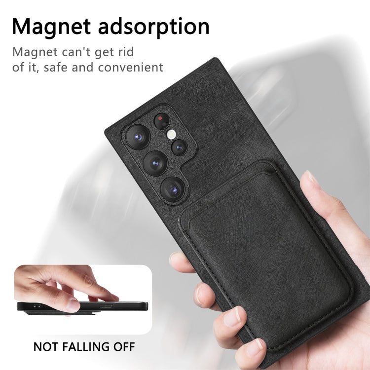 For Samsung Galaxy S22 Ultra 5G Retro Leather Card Bag Magnetic Phone Case(Black) - Galaxy S22 Ultra 5G Cases by PMC TechLife | Online Shopping South Africa | PMC TechLife