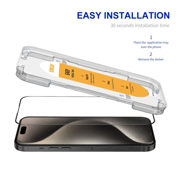 For iPhone 15 Pro ENKAY Easy Install High Alumina Silicon Full Glass Film - free shipping - PMC TechLife - Order now!