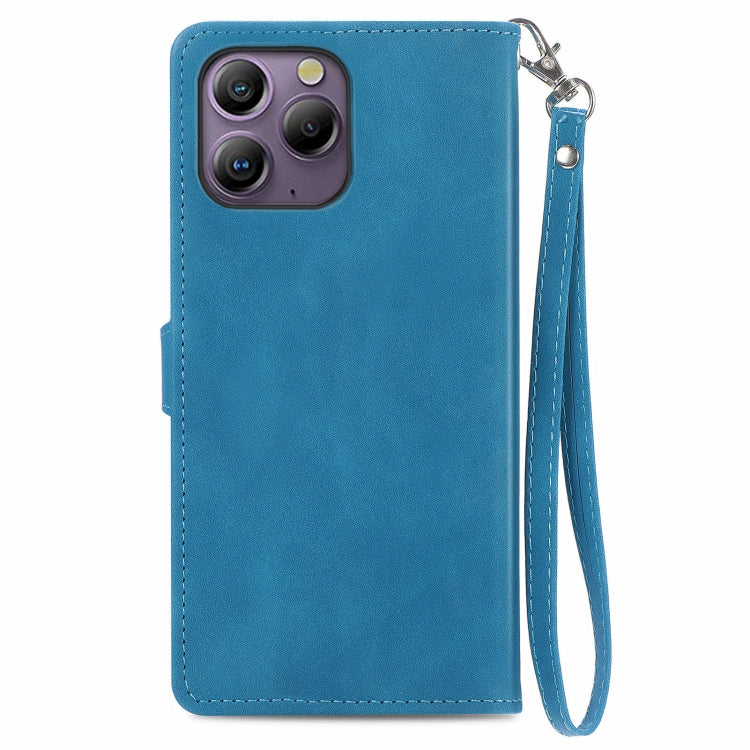 For Blackview A96 Embossed Flower Zipper Leather Phone Case(Bule) - More Brand by PMC TechLife | Online Shopping South Africa | PMC TechLife