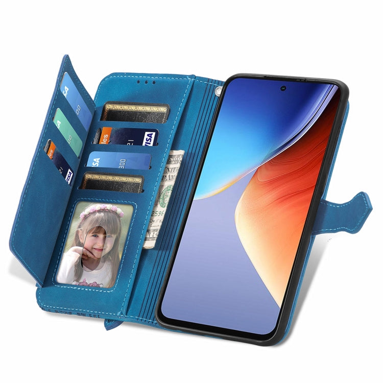 For Blackview A96 Embossed Flower Zipper Leather Phone Case(Bule) - More Brand by PMC TechLife | Online Shopping South Africa | PMC TechLife