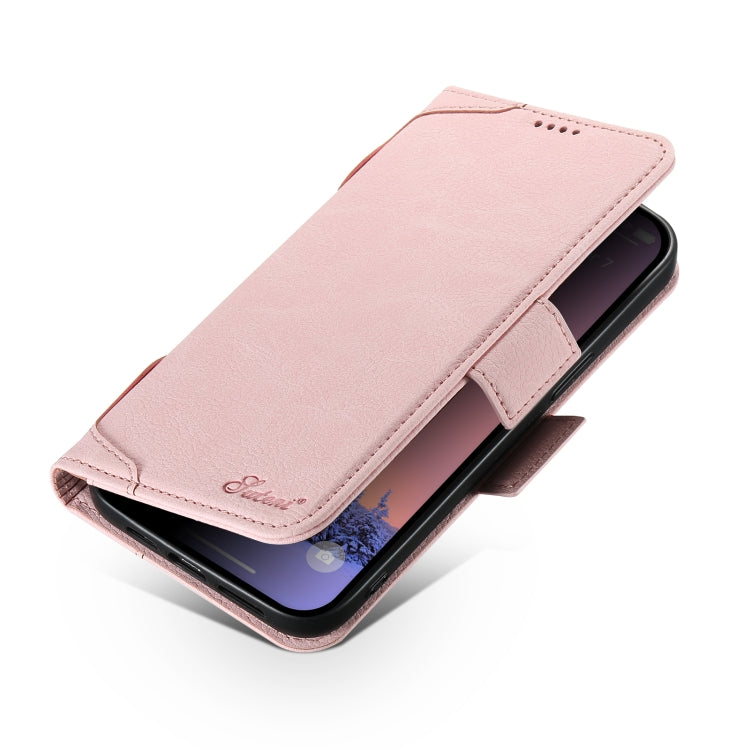 For iPhone 12 / 12 Pro SUTENI J07 Multifunctional Horizontal Flip Magsafe Leather Phone Case(Pink) - free shipping - PMC Jewellery - Order now!