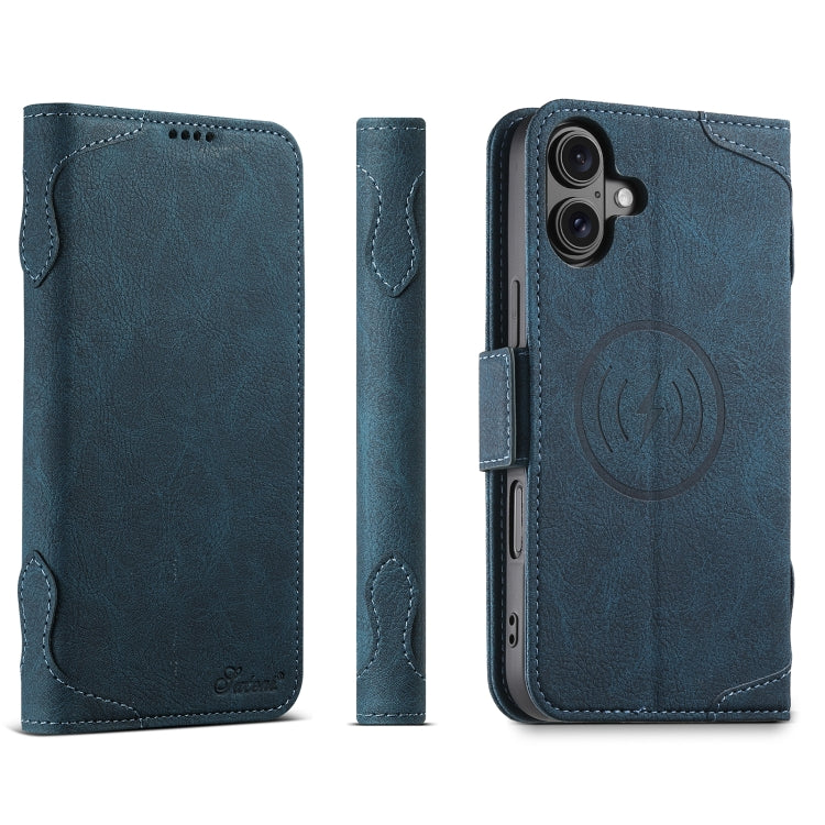 For iPhone 16 SUTENI J07 Multifunctional Horizontal Flip Magsafe Leather Phone Case(Blue) - iPhone 16 Cases by Suteni | Online Shopping South Africa | PMC Jewellery | Buy Now Pay Later Mobicred