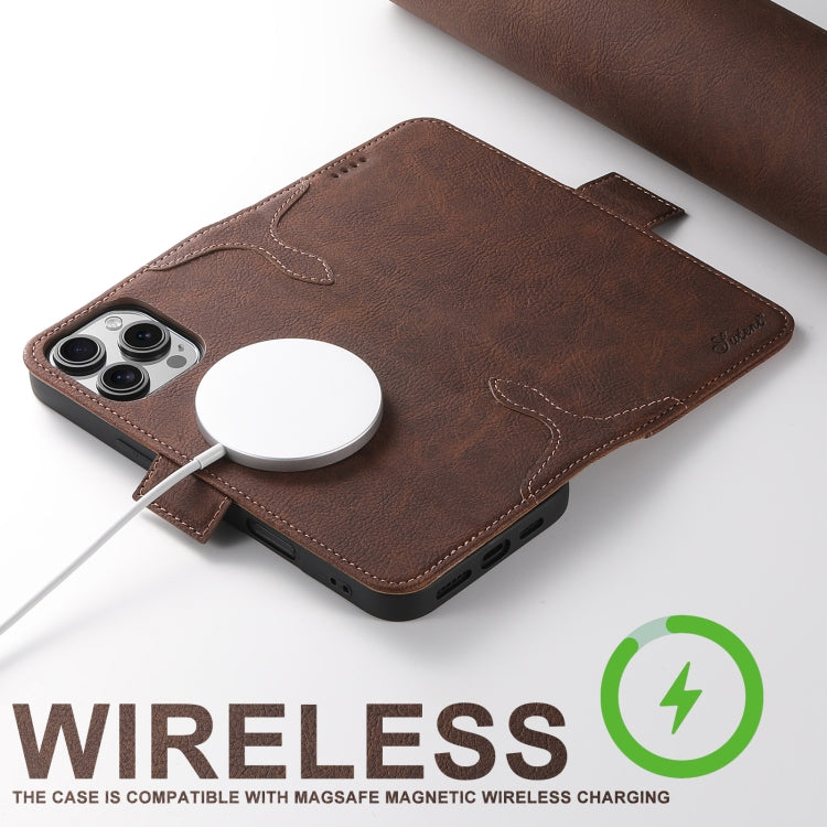 For iPhone 16 Plus SUTENI J07 Multifunctional Horizontal Flip Magsafe Leather Phone Case(Brown) - free shipping - PMC Jewellery - Order now!