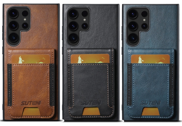 For Samsung Galaxy S24 Ultra 5G Suteni H03 Oil Wax Leather Wallet Stand Back Phone Case(Blue) - free shipping - PMC Jewellery - Order now!
